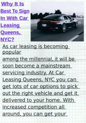 Why It Is Best To Sign In With Car Leasing Queens, NYC.docx